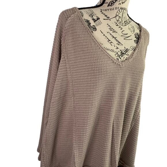 Ninexis Off shoulder Blouse waffle knit Polyester Top Long Sleeves Women L NEW - Picture 4 of 12